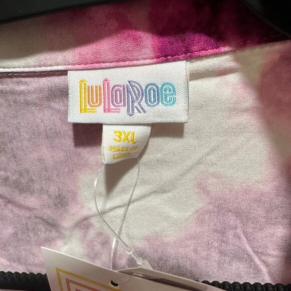 LuLaRoe Size 3XL Roxanne Pink Tie Dye Sleeveless Snap-Front Collared Shirt - NWT - Picture 7 of 9